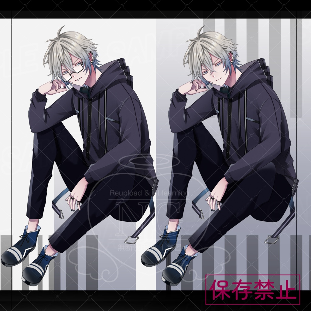 中性的な眼鏡男性立ち絵素材