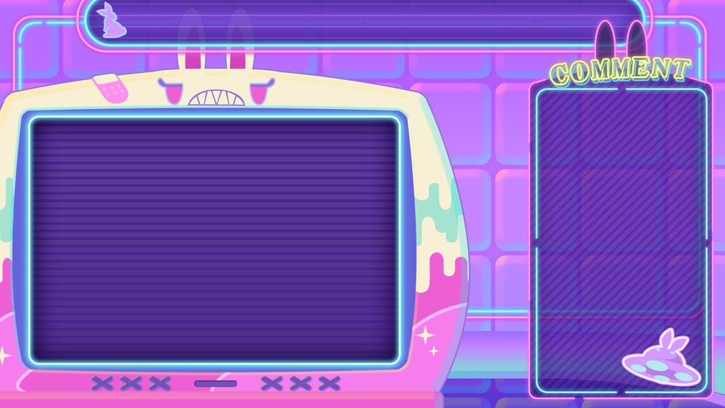 【VTuber向け】ヴェイパーウェイヴ+うさぎの配信画面素材【フリー配布】