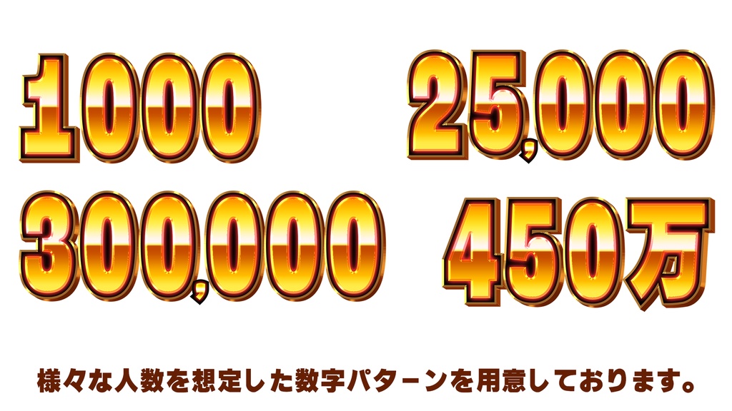 【フリー配布】〇〇人記念サムネ数字素材