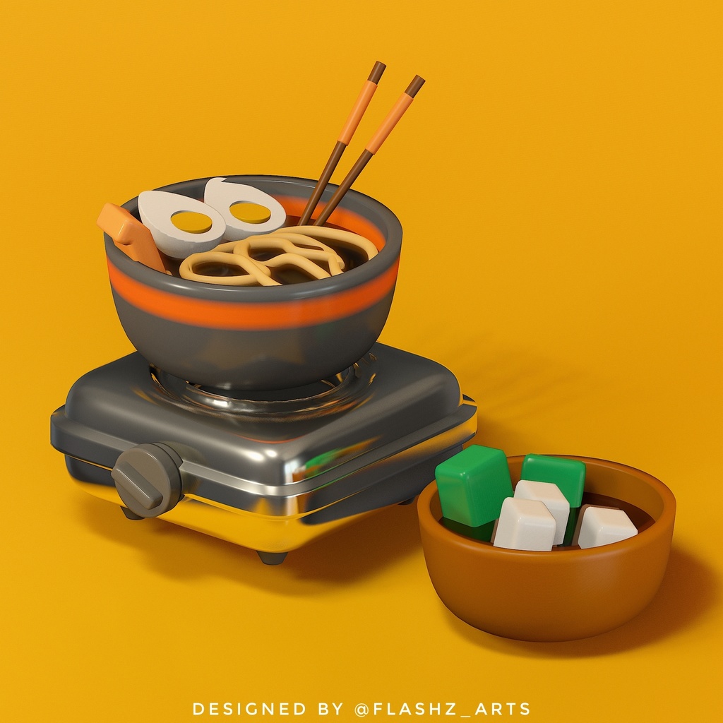 Gas cooker with noodle ramen bowl