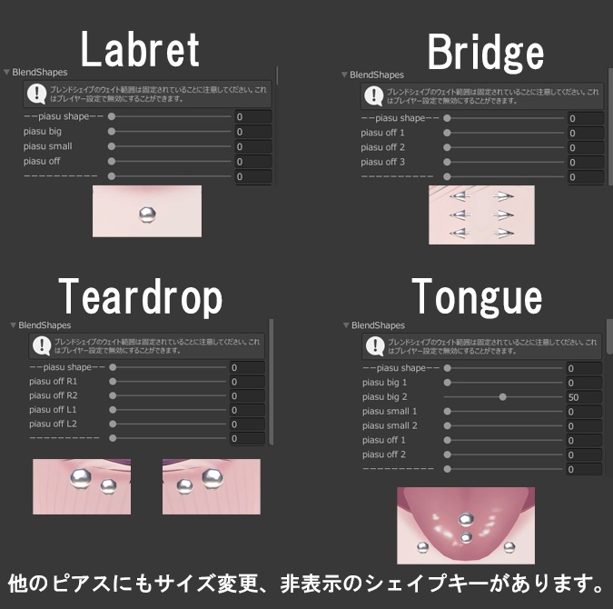 【累惟-Rui-専用】MA対応顔ピアスセット