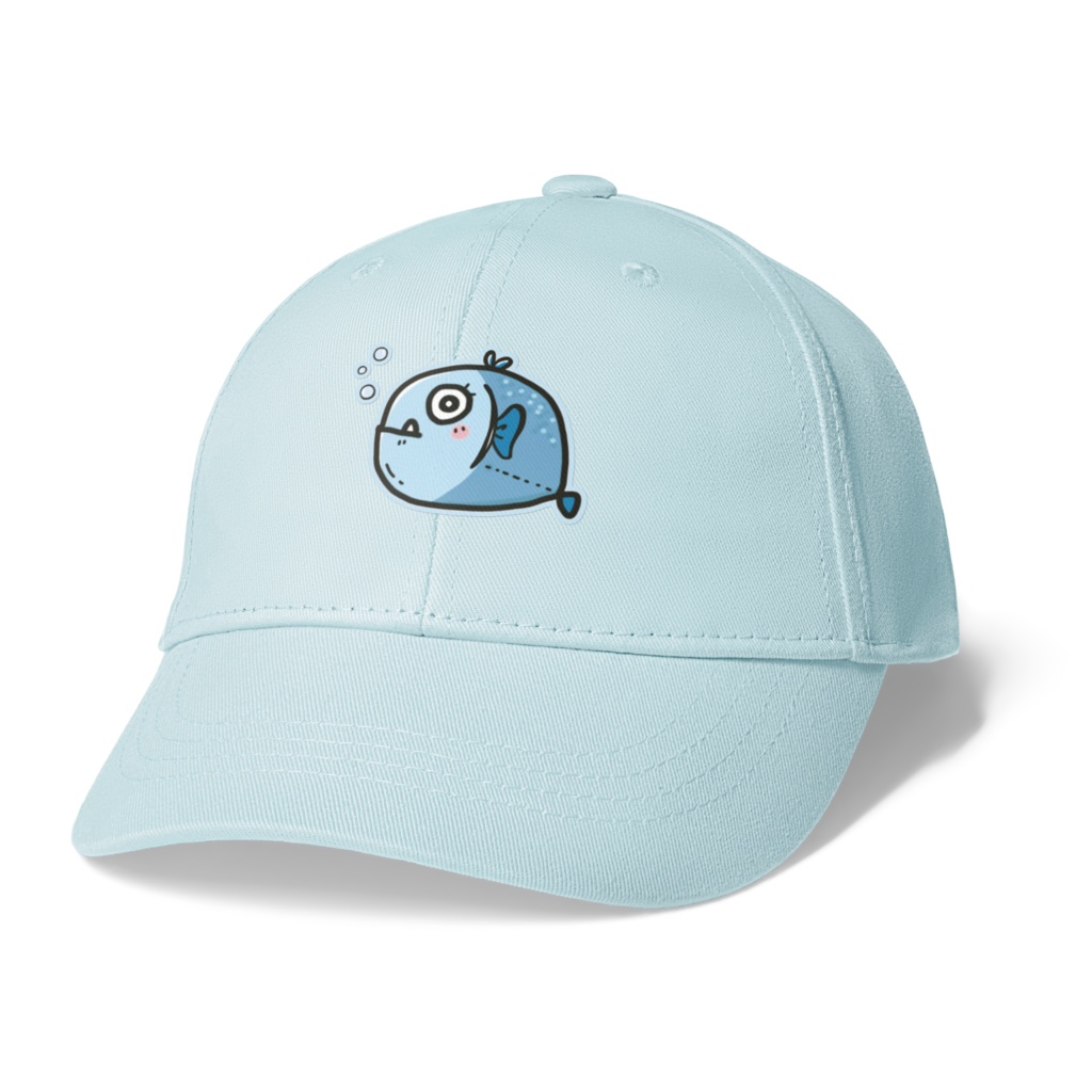キャップ- kawaii blue fish cap