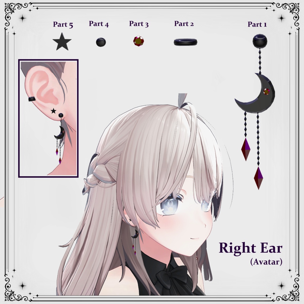 【VRChat】Midnight Web Earrings|ミッドナイトウェブ ピアスセット|duchess.rh