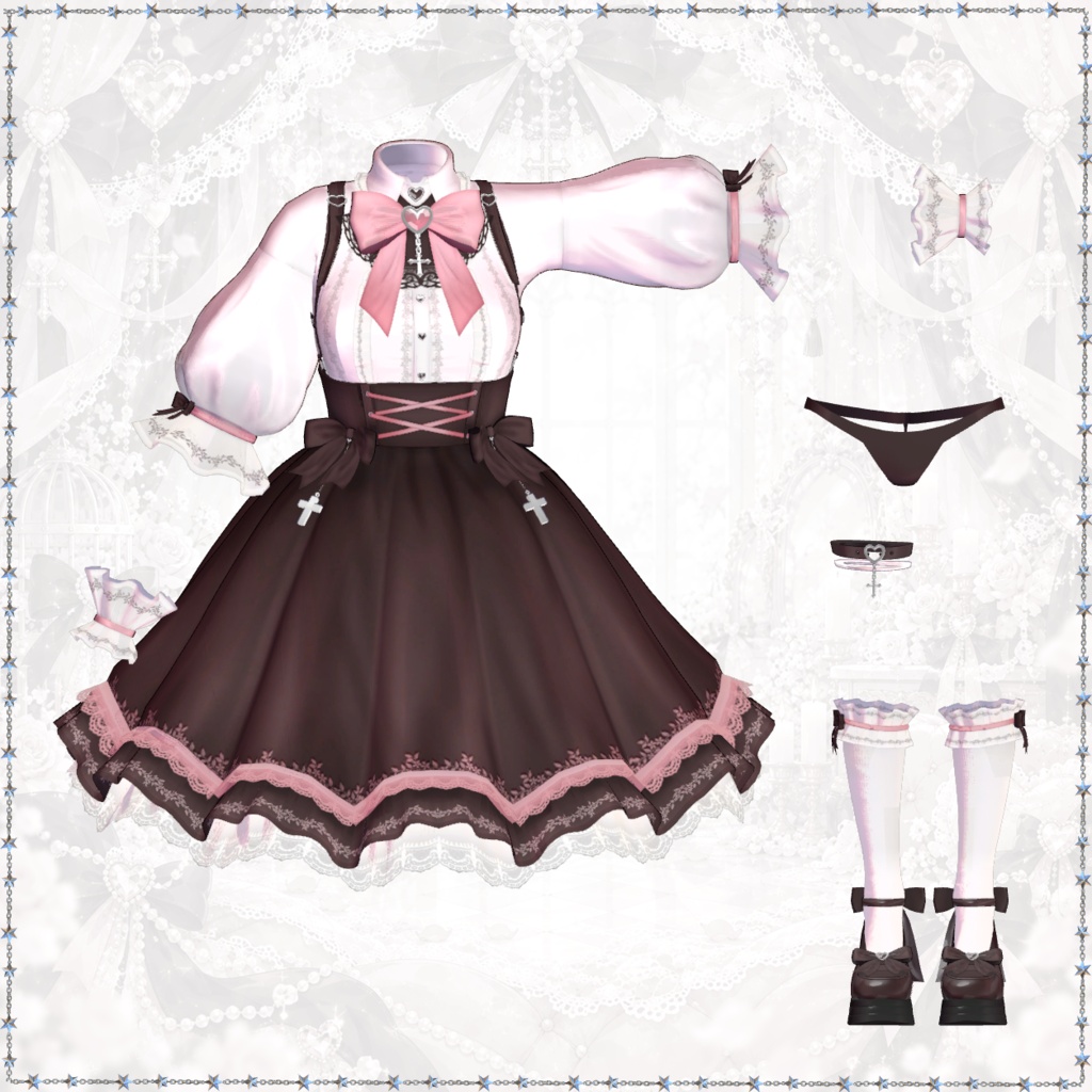 【しなの対応】Noir Ribbon Outfit|3D衣装