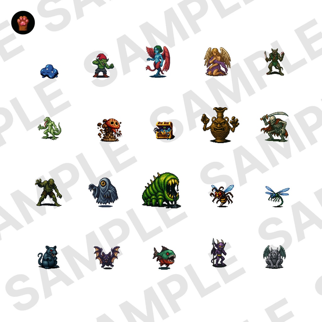ST-01|RPG向けドット絵モンスター50体(透過PNG/商用OK) / Fantasy Pixel Monsters x50 (PNG, Commercial OK)