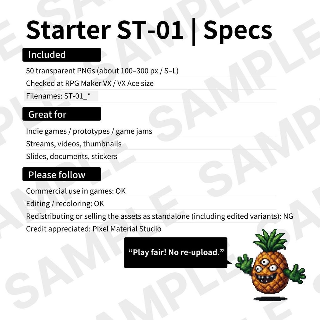 ST-01|RPG向けドット絵モンスター50体(透過PNG/商用OK) / Fantasy Pixel Monsters x50 (PNG, Commercial OK)