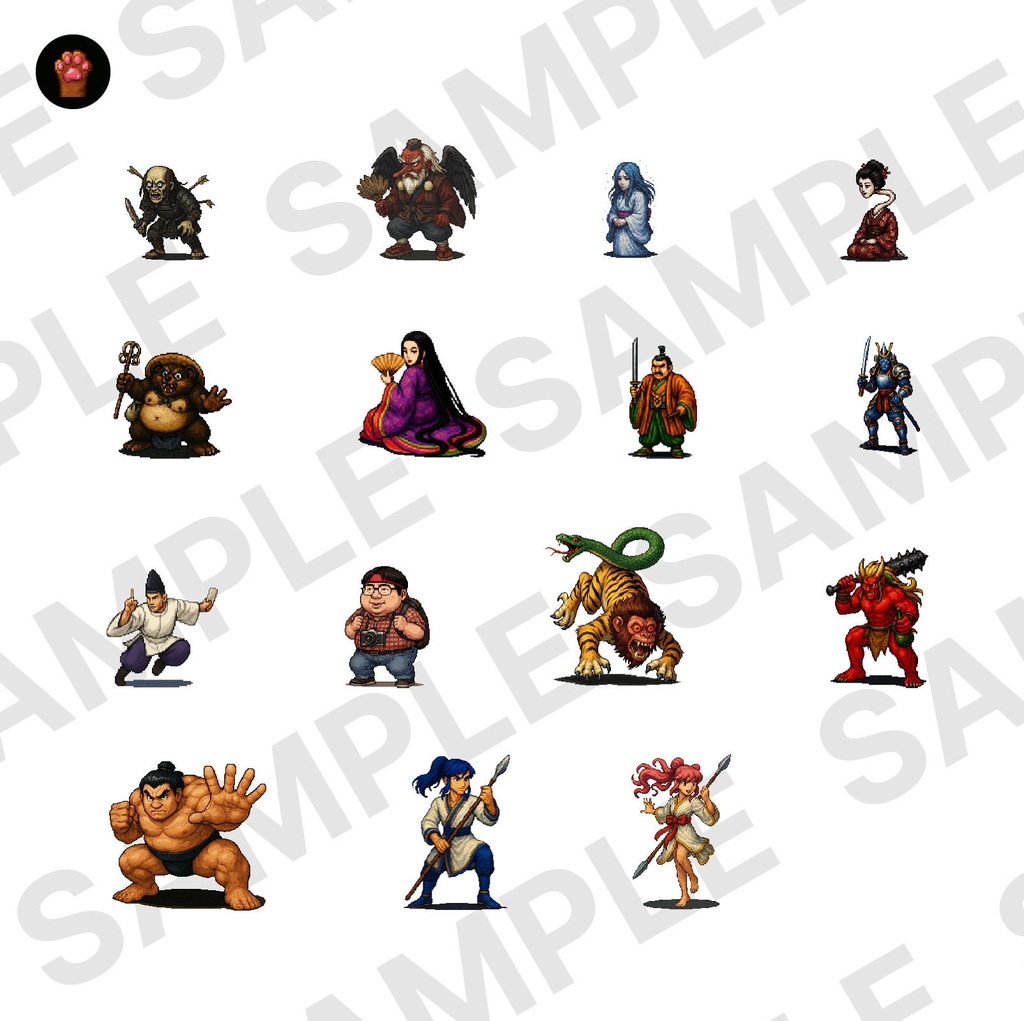 CP01-A01|和素材:妖怪・都市伝説30体(透過PNG/商用OK) / Japanese Yokai & Urban Legends x30 (PNG)