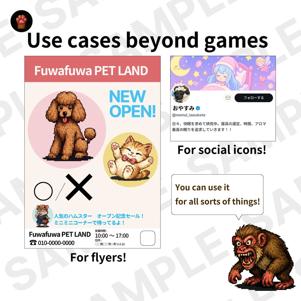CP02-B01|動物:ペット&野生30体(透過PNG/商用OK) / Animals Pack x30 (PNG)