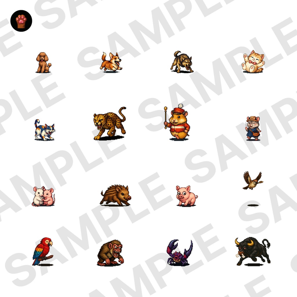 CP02-B01|動物:ペット&野生30体(透過PNG/商用OK) / Animals Pack x30 (PNG)