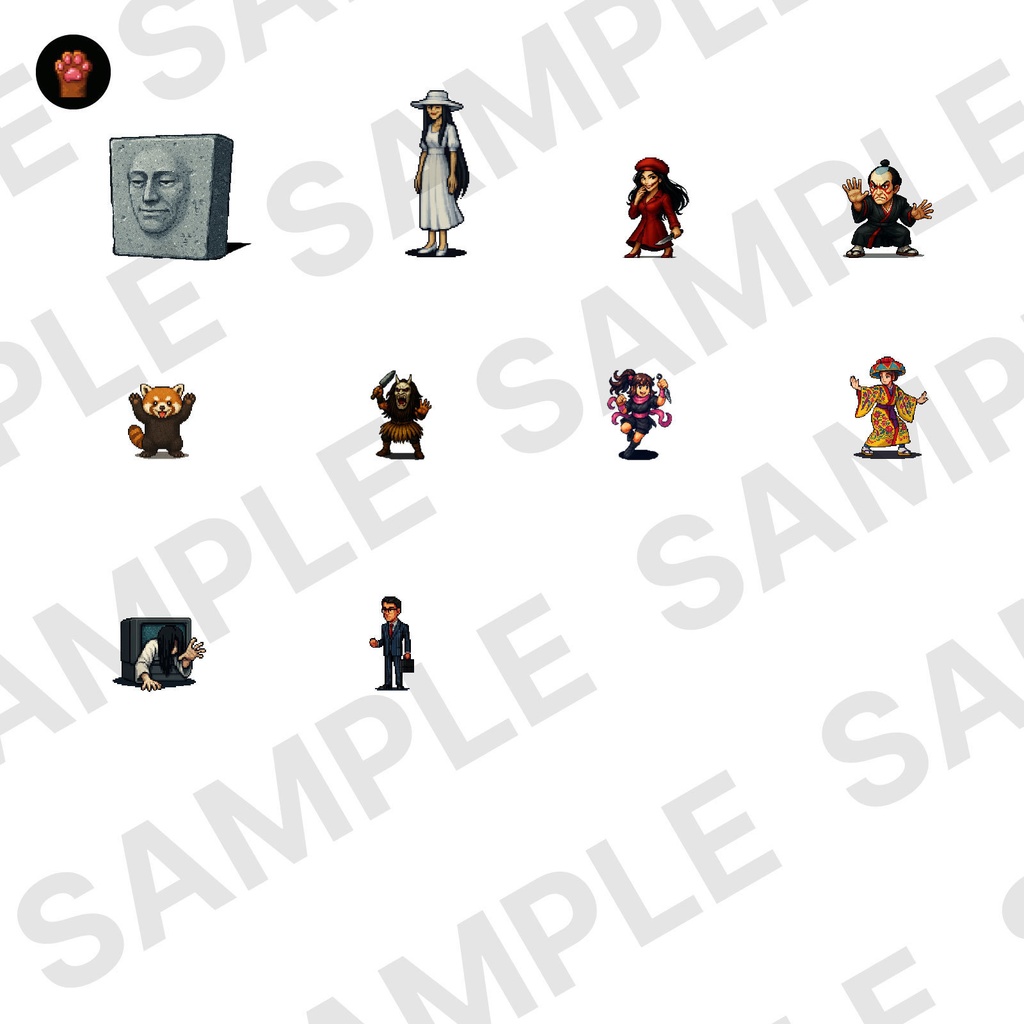 CP06-A31|和素材:妖怪・都市伝説30体(透過PNG/商用OK) / Japanese Yokai & Urban Legends x30 (PNG)