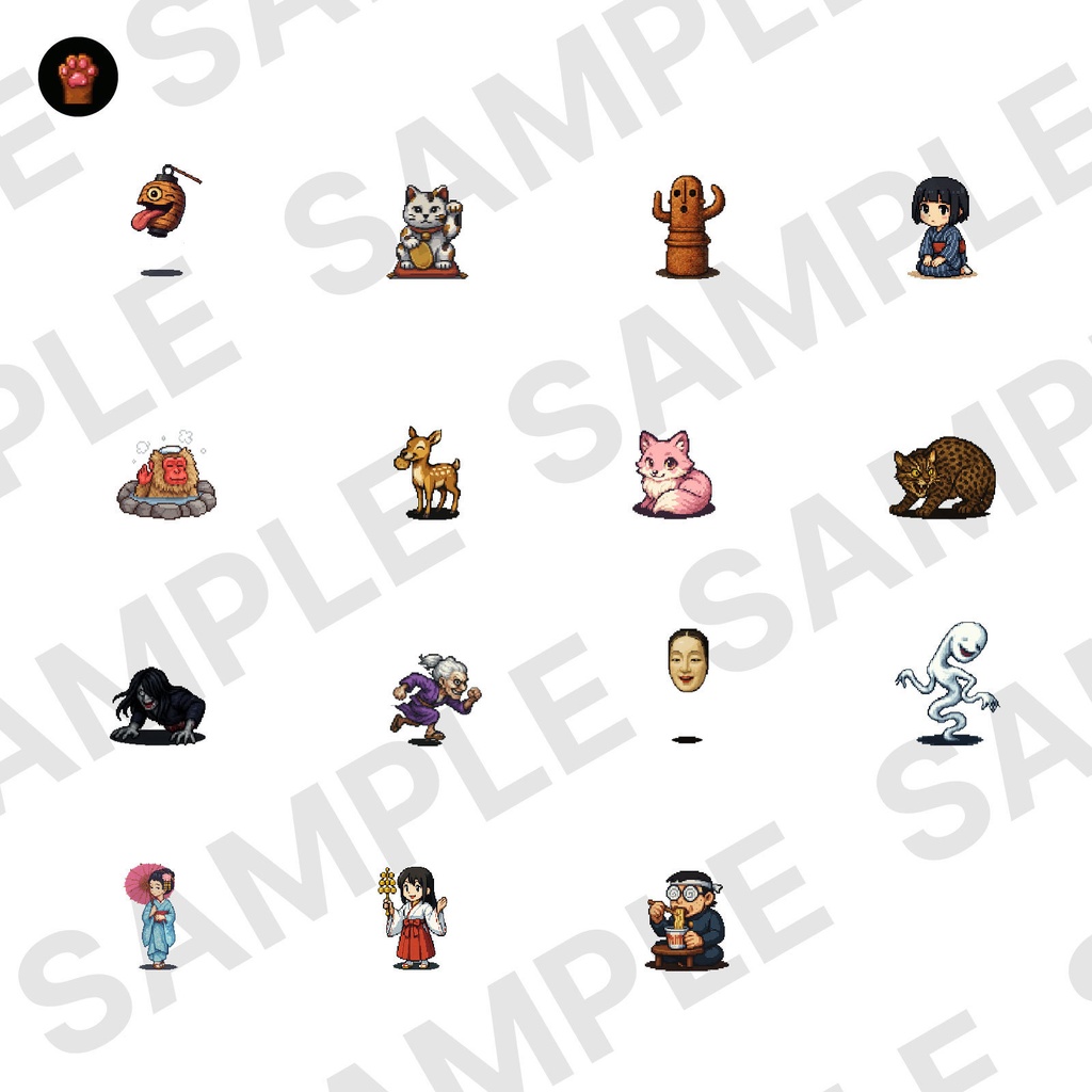 CP06-A31|和素材:妖怪・都市伝説30体(透過PNG/商用OK) / Japanese Yokai & Urban Legends x30 (PNG)