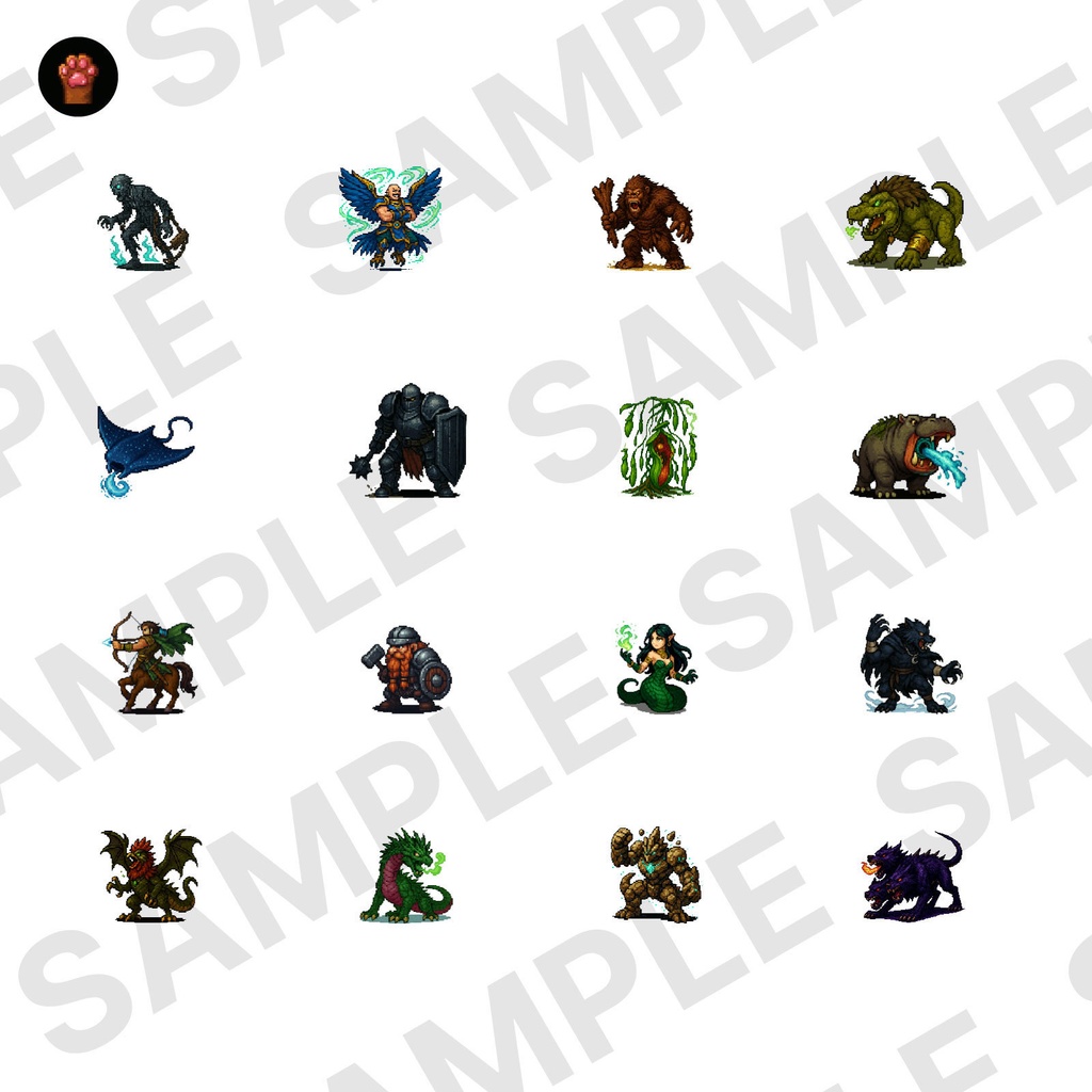 ST-02|RPG向けドット絵モンスター50体(透過PNG/商用OK) / Fantasy Pixel Monsters x50 (PNG, Commercial OK)