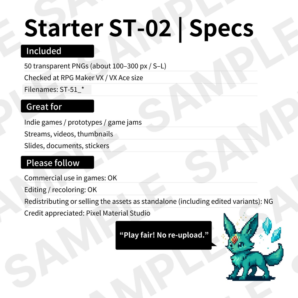 ST-02|RPG向けドット絵モンスター50体(透過PNG/商用OK) / Fantasy Pixel Monsters x50 (PNG, Commercial OK)