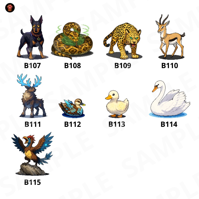 CP17-B91|動物:ペット&野生30体(透過PNG/商用OK) / Animals Pack x30 (PNG)