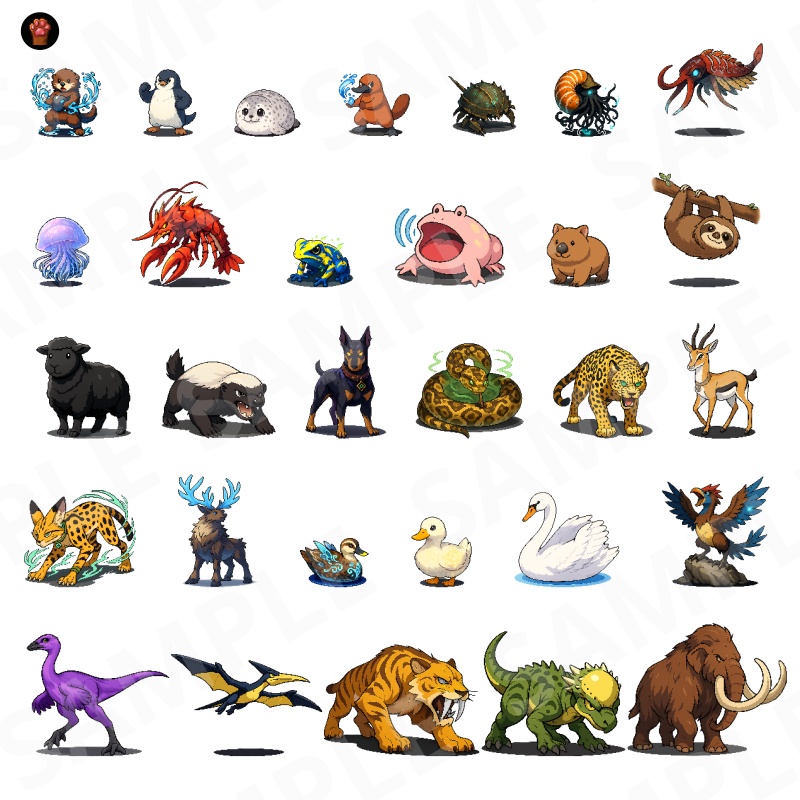 CP17|動物モンスター30体(透過PNG/商用OK) / Animals Pack x30