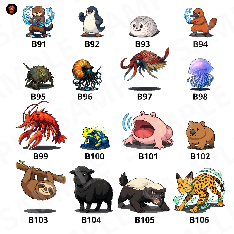 CP17-B91|動物:ペット&野生30体(透過PNG/商用OK) / Animals Pack x30 (PNG)