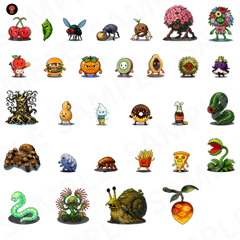 CP18|昆虫・自然モンスター30体(透過PNG/商用OK) / Insects & Nature x30
