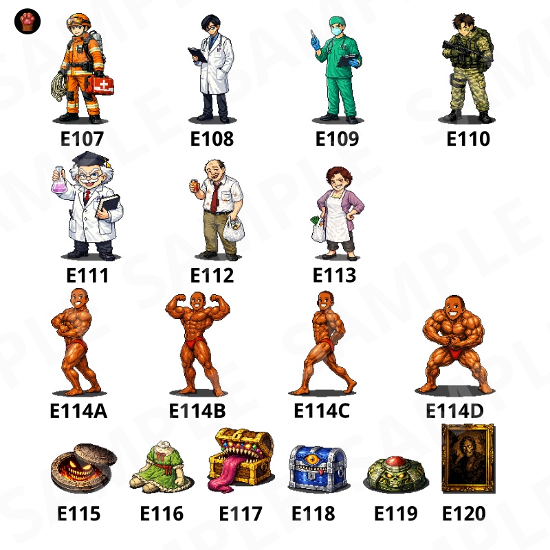 CP20-E91|人物・罠30点(透過PNG/商用OK) / Characters & Traps x30 (PNG)