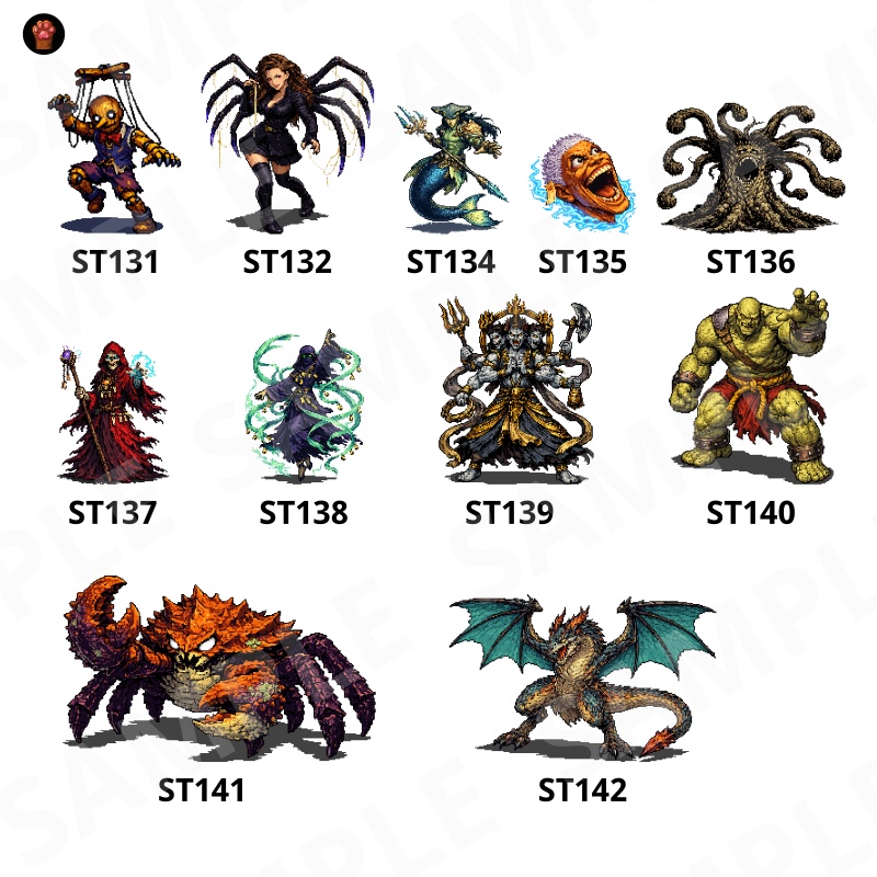 ST-03|RPG向けドット絵モンスター50体(透過PNG/商用OK) / Fantasy Pixel Monsters x50 (PNG, Commercial OK)