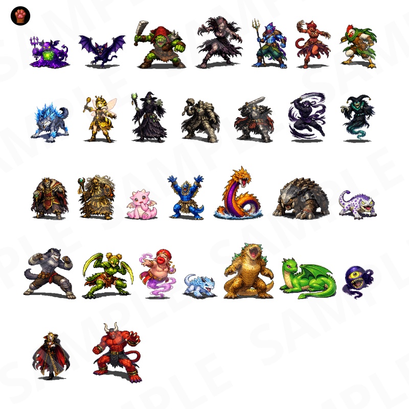 ST-03|RPG向けドット絵モンスター50体(透過PNG/商用OK) / Fantasy Pixel Monsters x50 (PNG, Commercial OK)