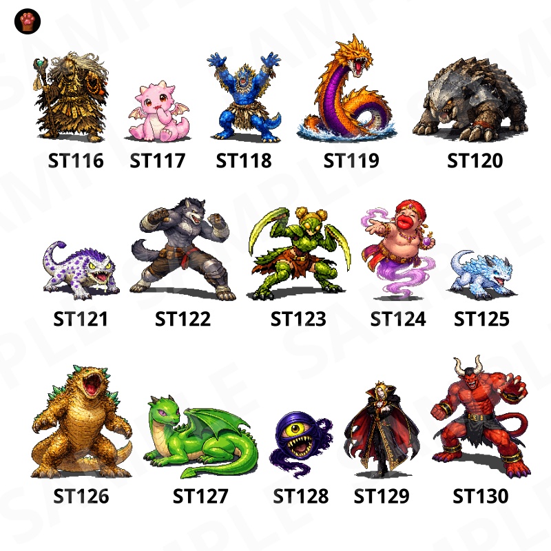 ST-03|RPG向けドット絵モンスター50体(透過PNG/商用OK) / Fantasy Pixel Monsters x50 (PNG, Commercial OK)