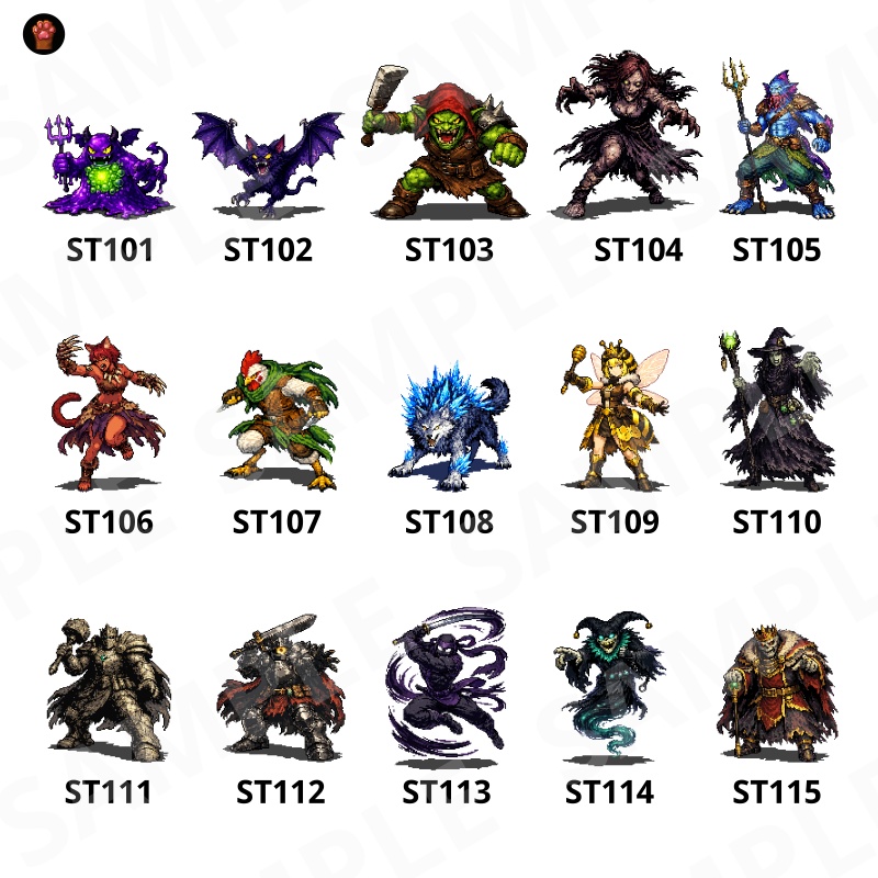 ST-03|RPG向けドット絵モンスター50体(透過PNG/商用OK) / Fantasy Pixel Monsters x50 (PNG, Commercial OK)