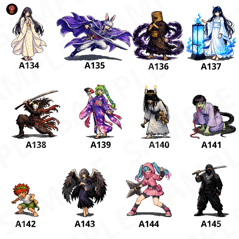 CP21-A121|和素材:おとぎ話・妖怪30体(透過PNG/商用OK) / Japanese Folktales & Yokai ×30 (PNG)