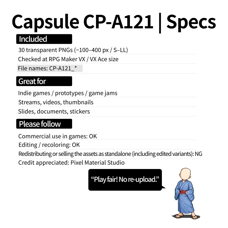 CP21-A121|和素材:おとぎ話・妖怪30体(透過PNG/商用OK) / Japanese Folktales & Yokai ×30 (PNG)