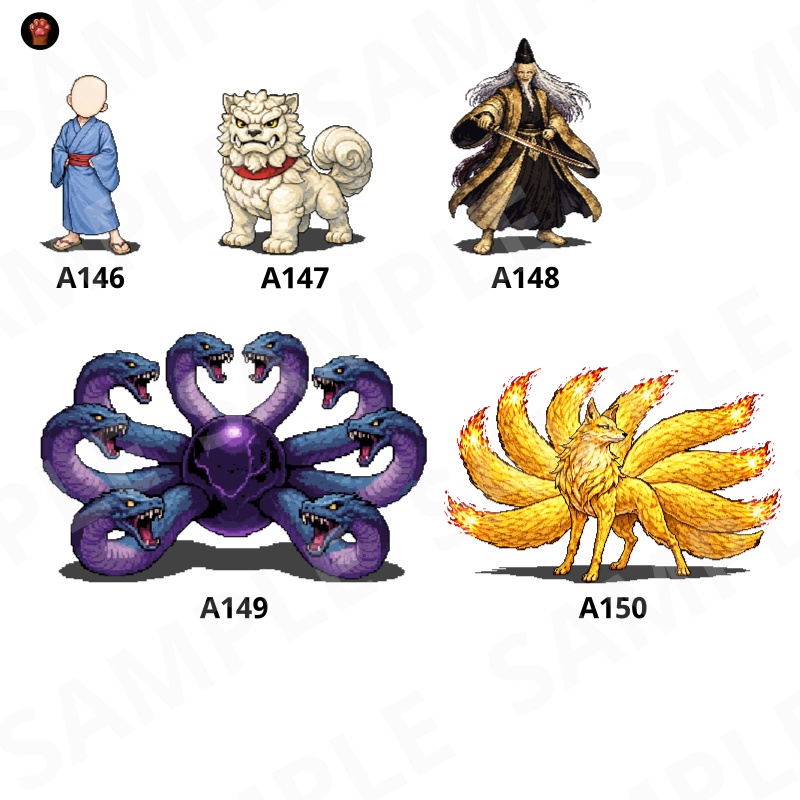 CP21-A121|和素材:おとぎ話・妖怪30体(透過PNG/商用OK) / Japanese Folktales & Yokai ×30 (PNG)