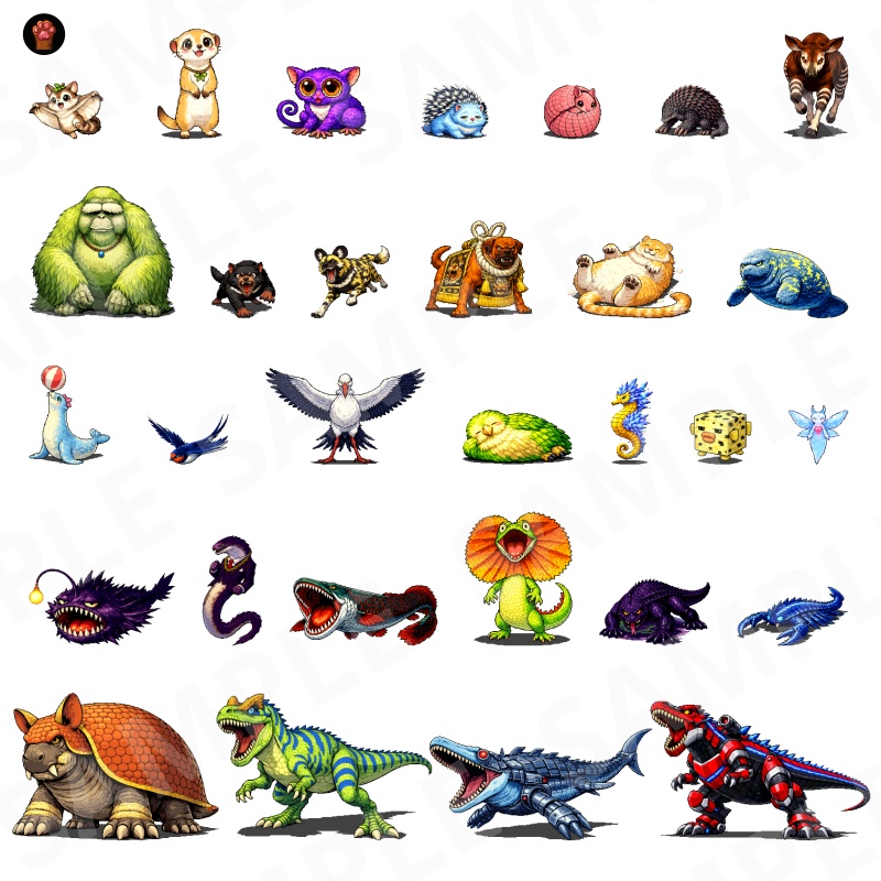 CP22-B121|動物:ペット&野生30体(透過PNG/商用OK) / Animals Pack x30 (PNG)