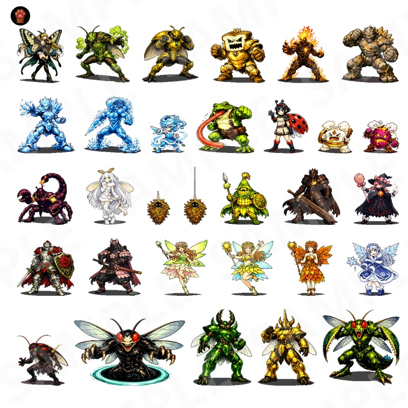 1000-Monster Mega Pack|RPG向けドット絵モンスター1000体(透過PNG/商用OK) Fantasy Pixel Monsters x1000 (PNG, Commercial OK)