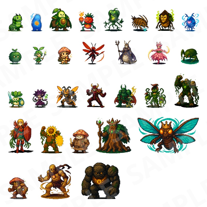 1000-Monster Mega Pack|RPG向けドット絵モンスター1000体(透過PNG/商用OK) Fantasy Pixel Monsters x1000 (PNG, Commercial OK)