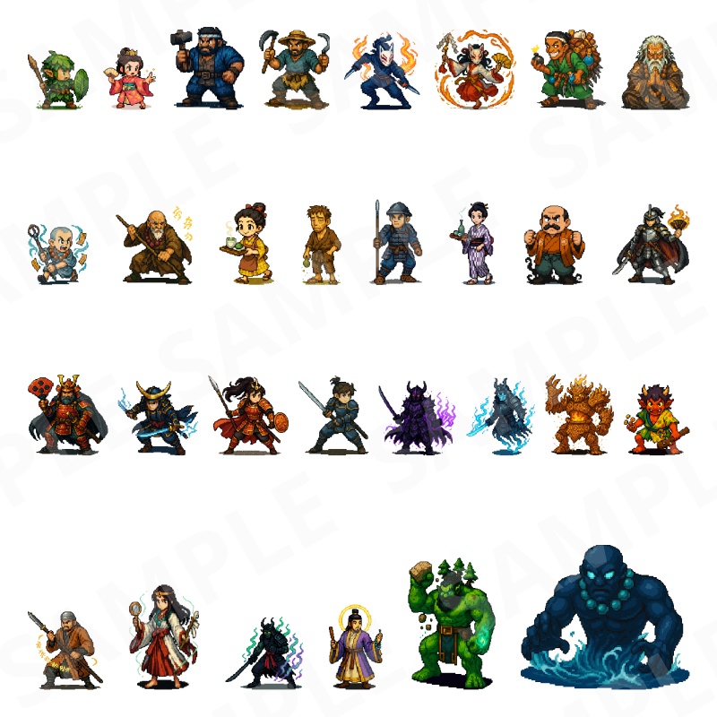 1000-Monster Mega Pack|RPG向けドット絵モンスター1000体(透過PNG/商用OK) Fantasy Pixel Monsters x1000 (PNG, Commercial OK)
