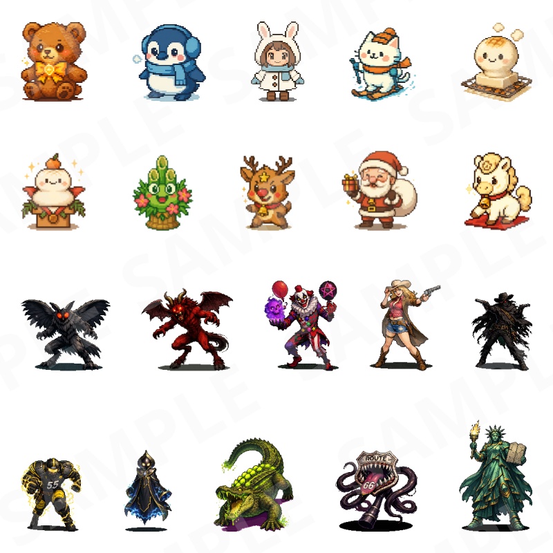 1000-Monster Mega Pack|RPG向けドット絵モンスター1000体(透過PNG/商用OK) Fantasy Pixel Monsters x1000 (PNG, Commercial OK)