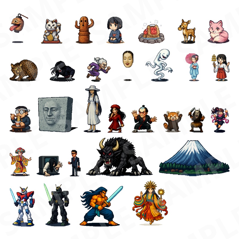 1000-Monster Mega Pack|RPG向けドット絵モンスター1000体(透過PNG/商用OK) Fantasy Pixel Monsters x1000 (PNG, Commercial OK)