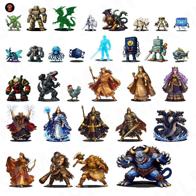 1000-Monster Mega Pack|RPG向けドット絵モンスター1000体(透過PNG/商用OK) Fantasy Pixel Monsters x1000 (PNG, Commercial OK)