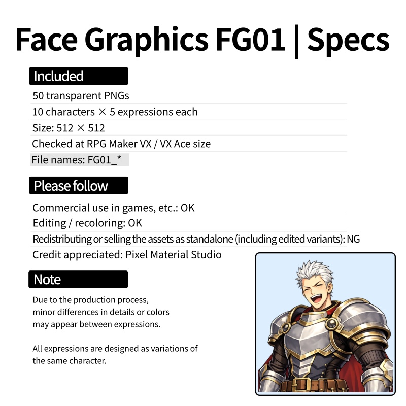 FG01|Face Graphics 50点(透過PNG/商用OK) / Face Graphics x50 (PNG)