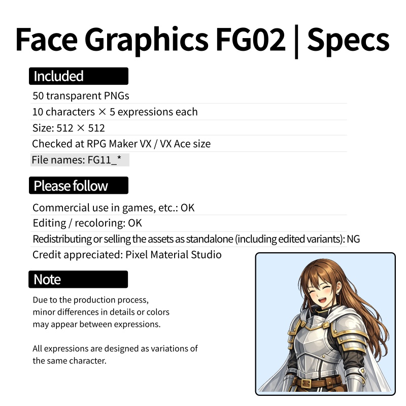 FG02|Face Graphics 50点(透過PNG/商用OK) / Face Graphics x50 (PNG)