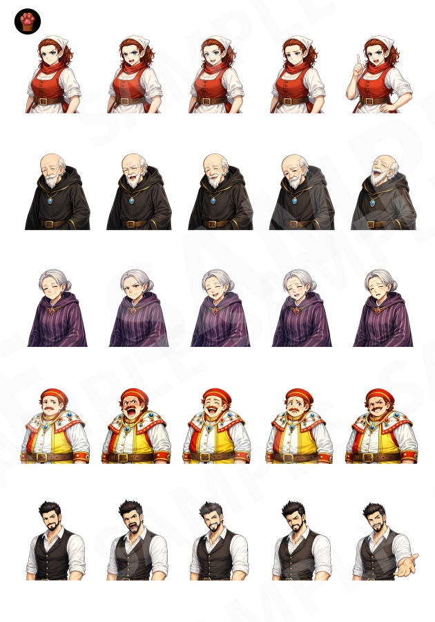 FR-14|無料お試し FR-14|顔グラフィック 50点(透過PNG) FR-14 | Free Sample