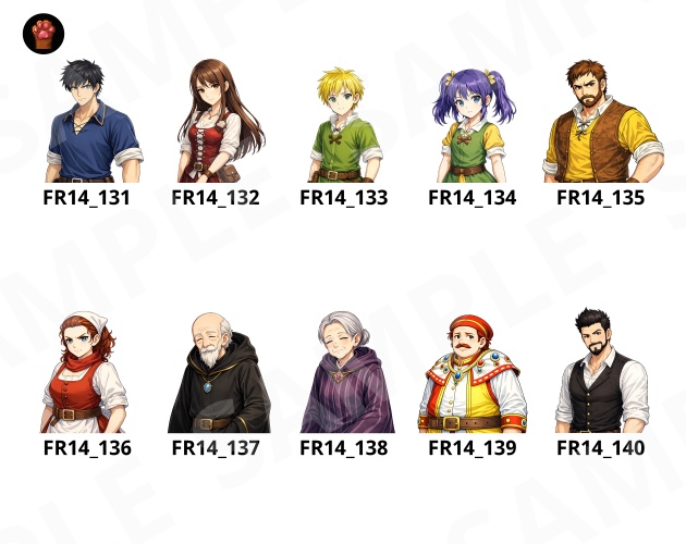 FR-14|無料お試し FR-14|顔グラフィック 50点(透過PNG) FR-14 | Free Sample