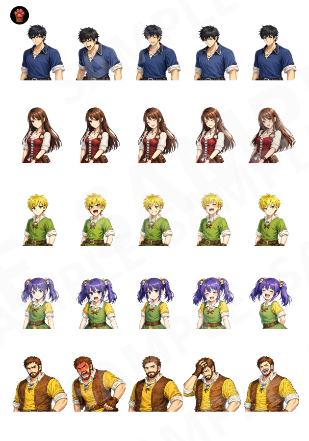 FR-14|無料お試し FR-14|顔グラフィック 50点(透過PNG) FR-14 | Free Sample