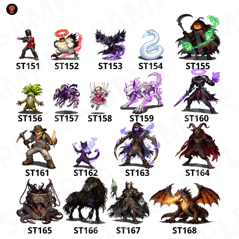 ST-04|RPG向けドット絵モンスター50体(透過PNG/商用OK) / Fantasy Pixel Monsters x50 (PNG, Commercial OK)