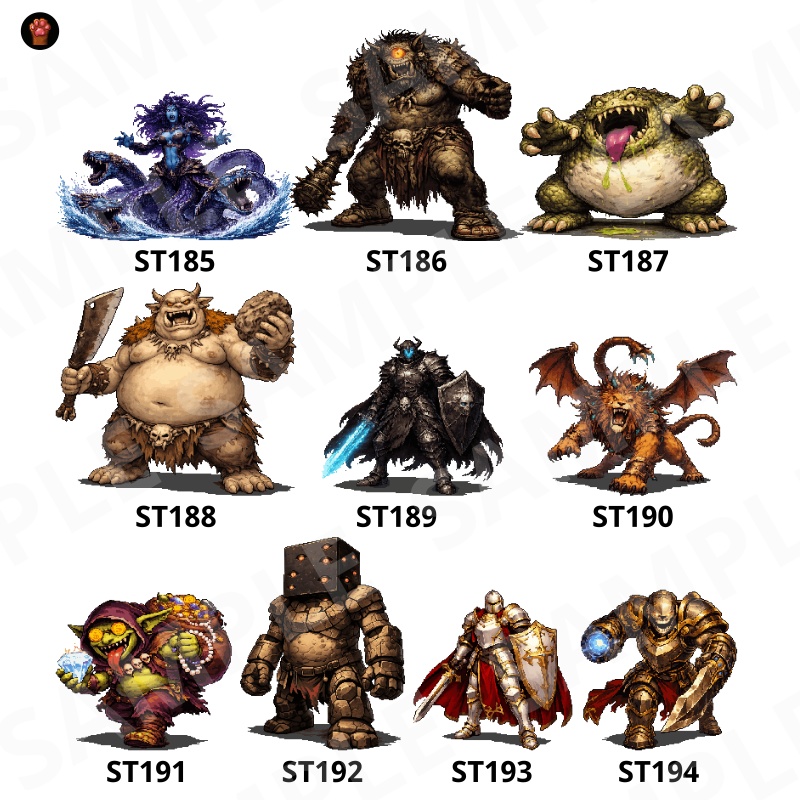 ST-04|RPG向けドット絵モンスター50体(透過PNG/商用OK) / Fantasy Pixel Monsters x50 (PNG, Commercial OK)
