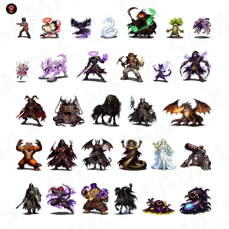 ST-04|RPG向けドット絵モンスター50体(透過PNG/商用OK) / Fantasy Pixel Monsters x50 (PNG, Commercial OK)