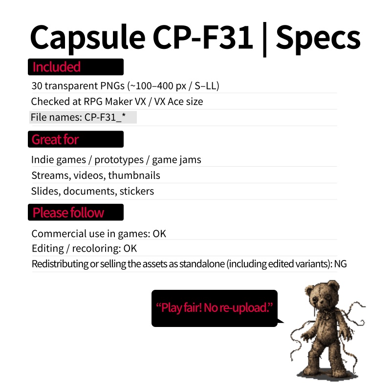 CP31-F31|ホラー30点(透過PNG/商用OK) / Horror & Nightmares x30 (PNG)
