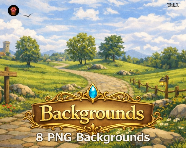 CS01|カットシーン背景 8点(PNG/商用OK) / Cutscene Backgrounds x8 (PNG)