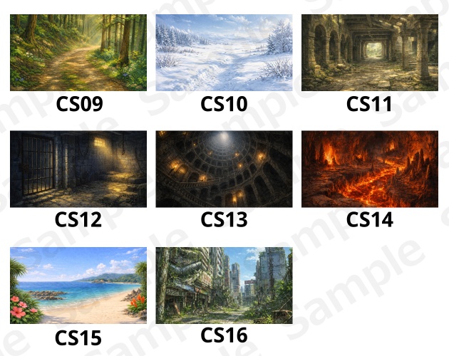 CS02|カットシーン背景 8点(PNG/商用OK) / Cutscene Backgrounds x8 (PNG)