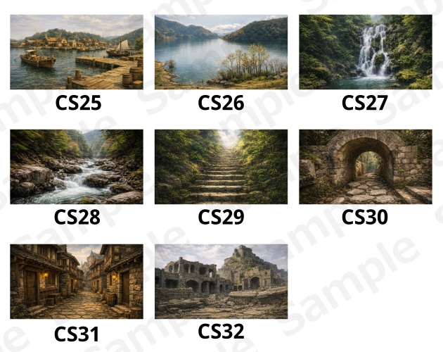 CS04|カットシーン背景 8点(PNG/商用OK) / Cutscene Backgrounds x8 (PNG)