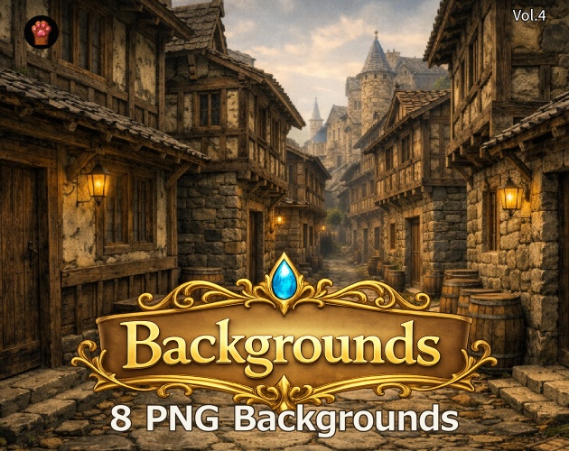 CS04｜カットシーン背景 8点（PNG／商用OK） / Cutscene Backgrounds x8 (PNG)