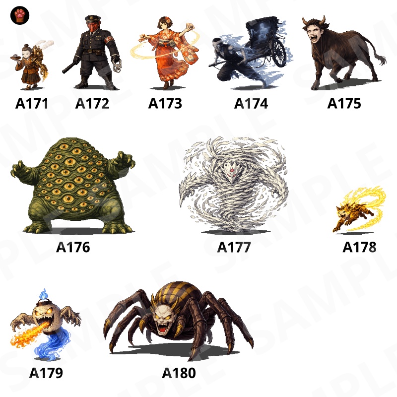 CP32-A151|和素材:おとぎ話・妖怪30体(透過PNG/商用OK) / Japanese Folktales & Yokai ×30 (PNG)